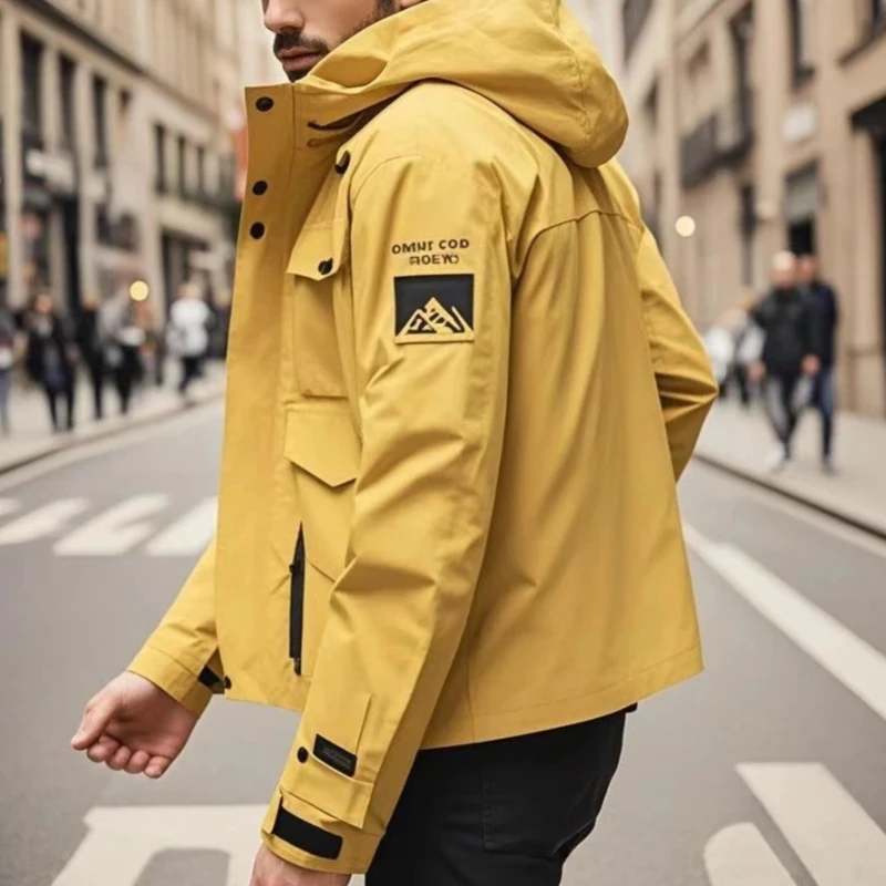 2026 Outdoor Wasserdichte Jacke Herren Dünne Softshell-Jacke mit Reißverschluss und Kapuze Windbreaker Wander- und Campingmantel Leichtgewicht Frühling Herbst