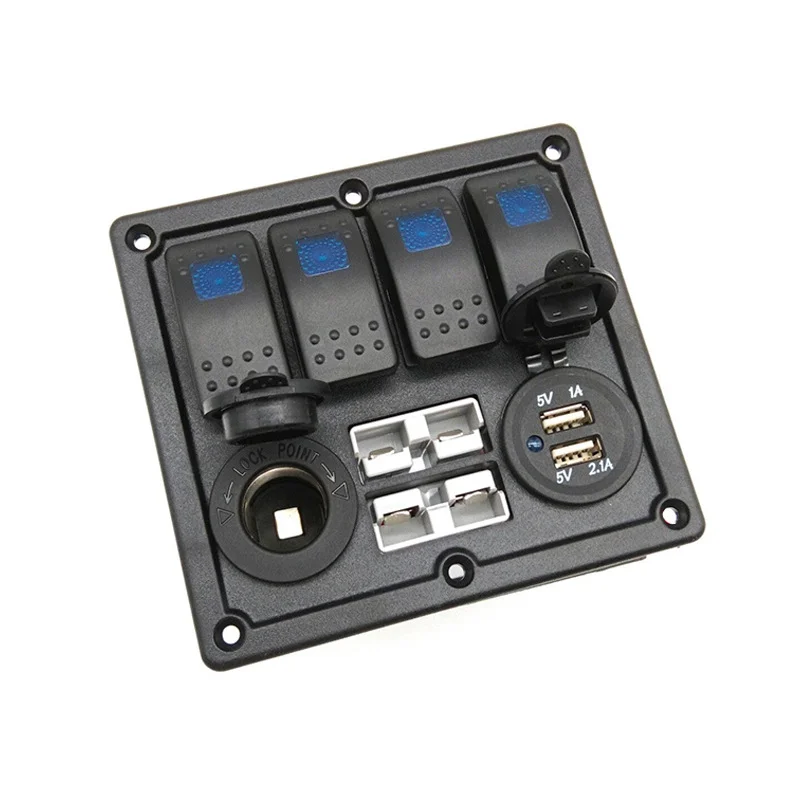 

Панельный переключатель 4-в-1, розетка для Android, двойной разъем автомобильного зарядного устройства USB