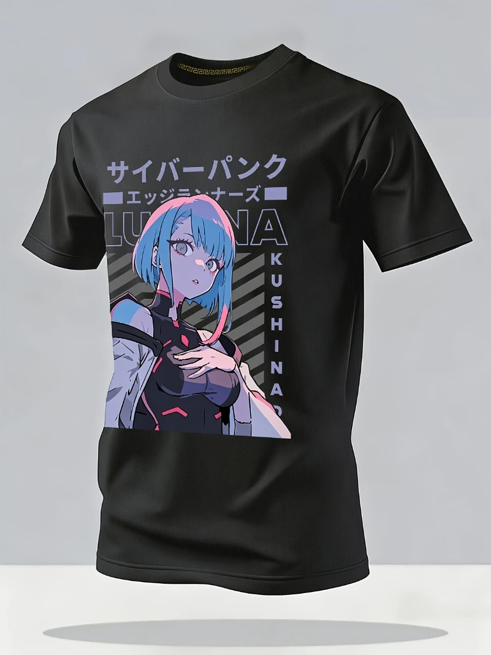 Subculture Cyber Anime Style Printed Cooling T-Shirt Mesh Breathable Quick-Drying, Loose Fit Non-Constricting