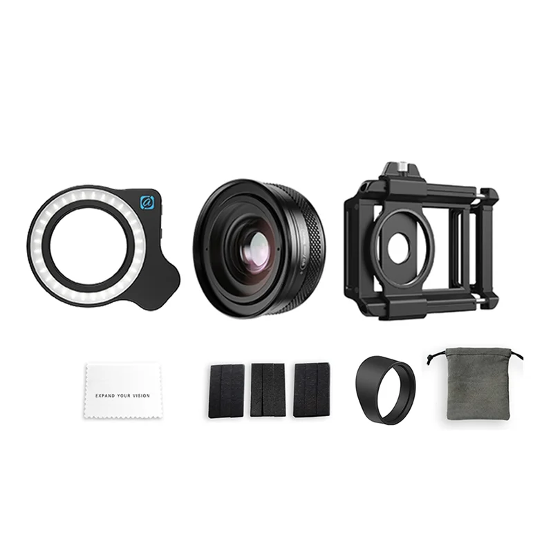 Stabile Leistung – ZM100MM Objektiv-Zoom-Makro, 20-fache Linse, Tele-Makro-Lupe + Makro-Linse, Fülllicht, 3 Farben, 5 Stufen, 2700 K–650