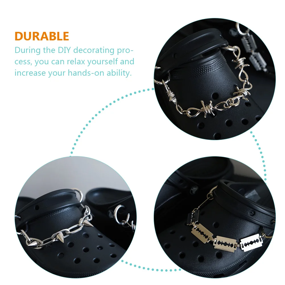 

3pcs Shoe Buckle Chain DIY Decorative Accessories for Sandals Sneakers Slippers Boot Jewelry Iron Chains Attractive Replacement