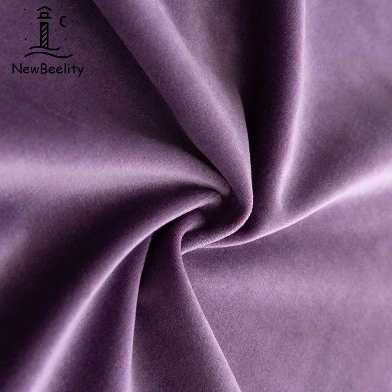 Nordic Curtains for Living Dining Room Bedroom Light Luxury Velvet European Style Purple Solid Color Window Custom Made Cortain