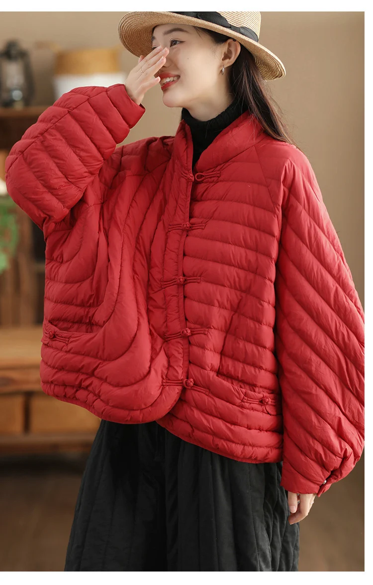 Schinteon Women Ultralight White Duck Down Jacket Over Size Loose Casual Autumn Winter Outwear Vintage Coat 2026 New