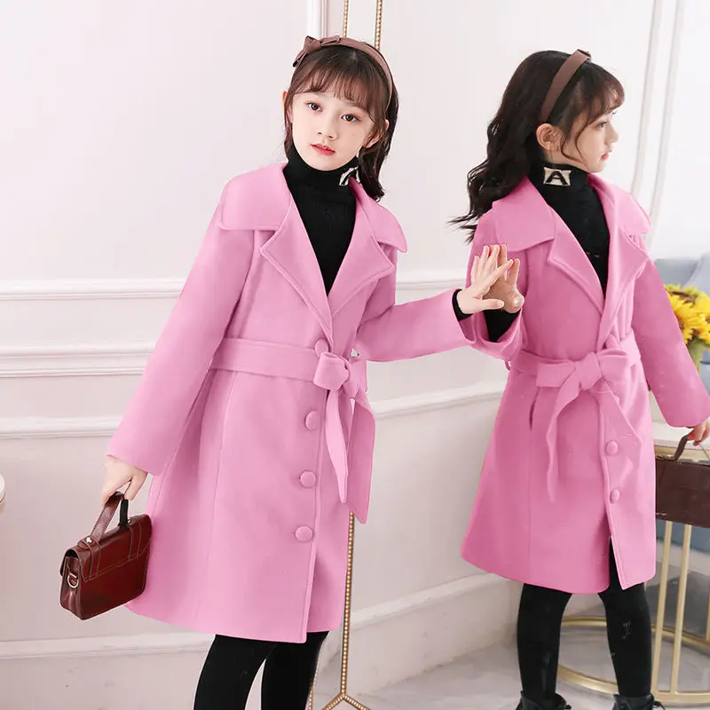 teenage girls Cotton Padded Thick Woolen Outerwear Jacket Kids Winter Cute Red Long Coat Teenager Girls Fashion 8 14 15 clothes