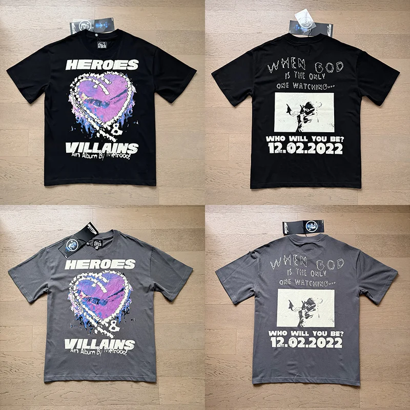 

American Sle Printed Cotton T-irt Men's Loose Fit ort Sve Casual Streetwear Hip Hop Faion round Ne Tee