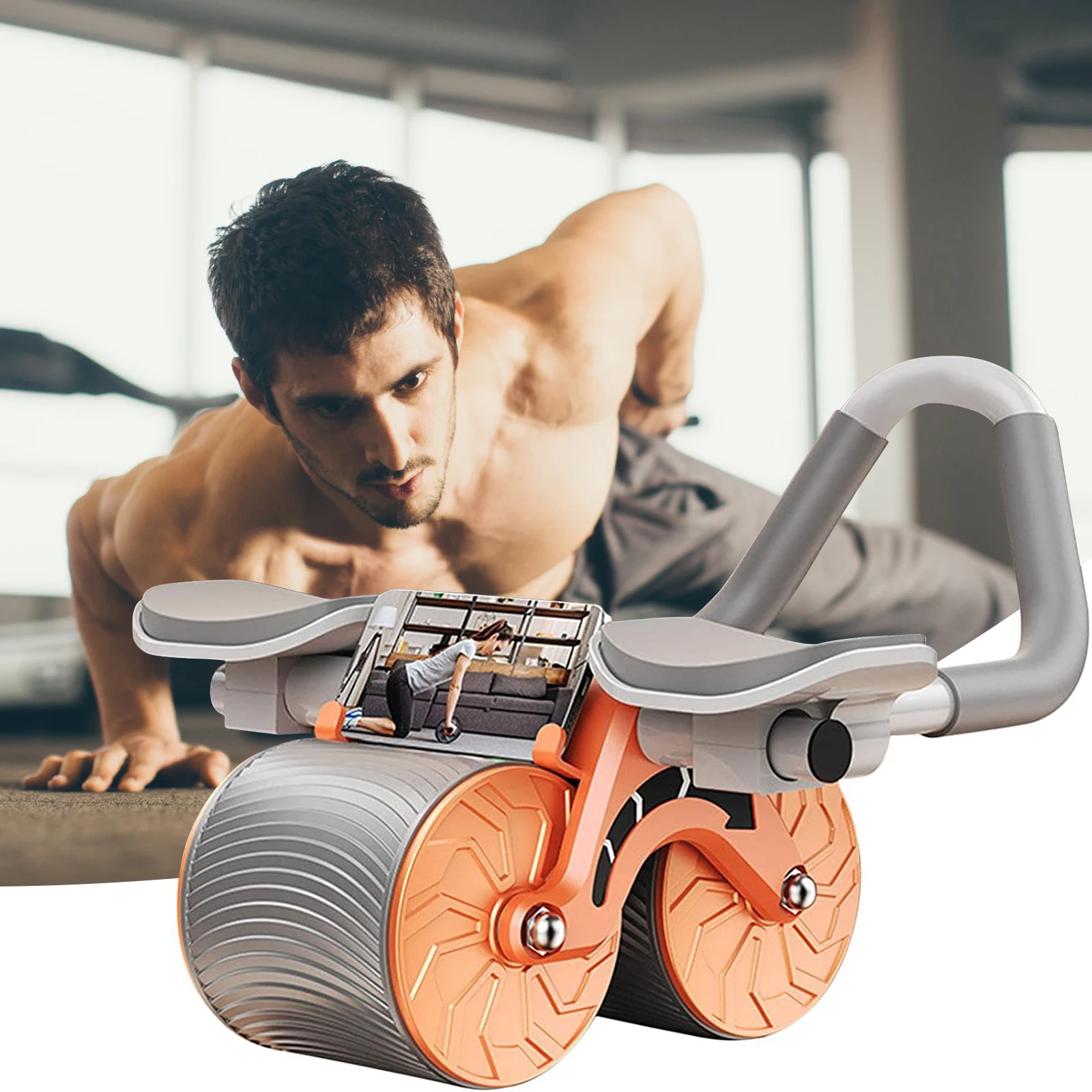 New Abdominal Wheel Automatic Rebound Belly Contracting Abdominal Rolling Exercise Elbow Support Roller Fitness Equipment