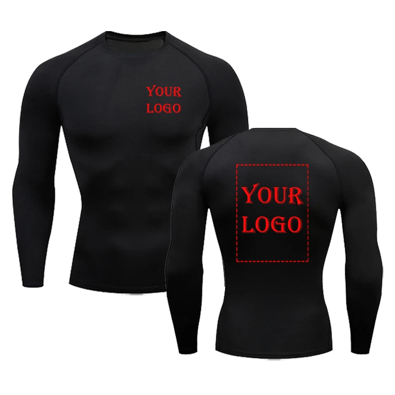 Your OWN Design Brand Logo/Picture Compression Shirts Running Fitness Tight Sportswear Custom Printed GYM Workout Sport T-Shirt