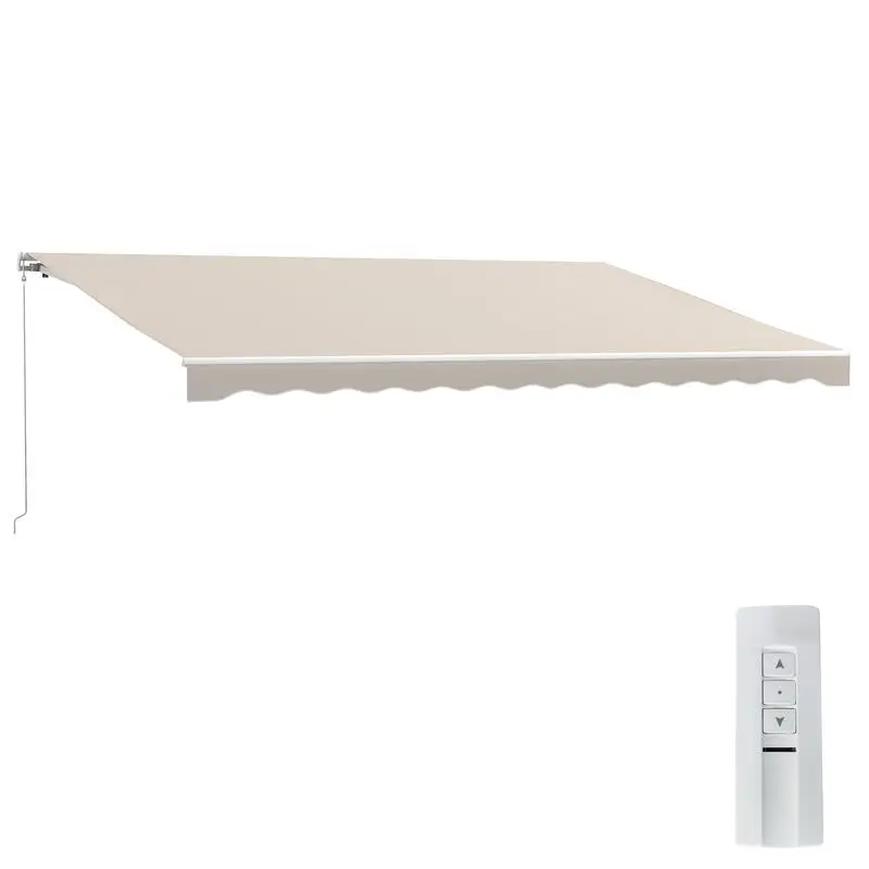 

Outsunny 16'x10' Electric Retractable Awning Sunshade Shelter with Remote Controller & Crank Handle for Deck Balcony Yard, Cream