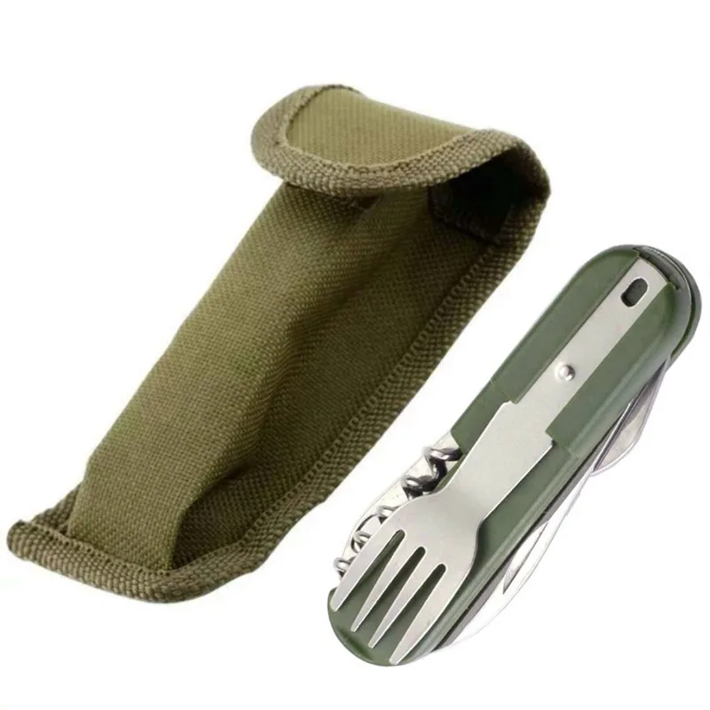 Compact Camping Cutlery Set Foldable Spoon Fork Knife Combo for Outdoor Travel and Picnic Outdoor Tableware Cooking Supplies