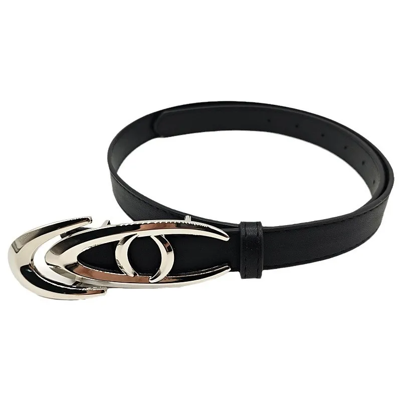 Новый тренд, ремни унисекс, подвижный металлический ремень с геометрической формой, пряжка в виде рыбьей кости, дизайнерский черный ремень в стиле панк, пара брюк, джинсы, юбки, костюмы