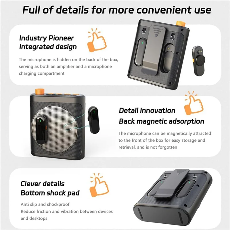 ABKN-Wireless Voice Amplifier With Lavalier Microphone, Mini Portable Megaphone Speaker For Teacher, Speaker, Trainer, Coach