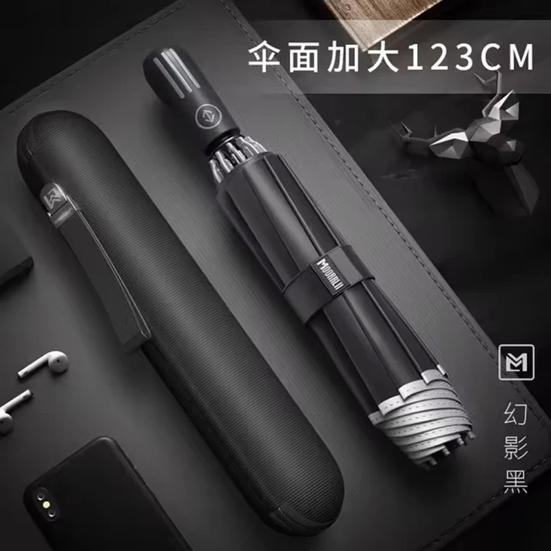 

Новинка 2024, большой автоматический мужской складной зонт, усиленный роскошный перевернутый зонтик от солнца, легкий дождевик Parapluie