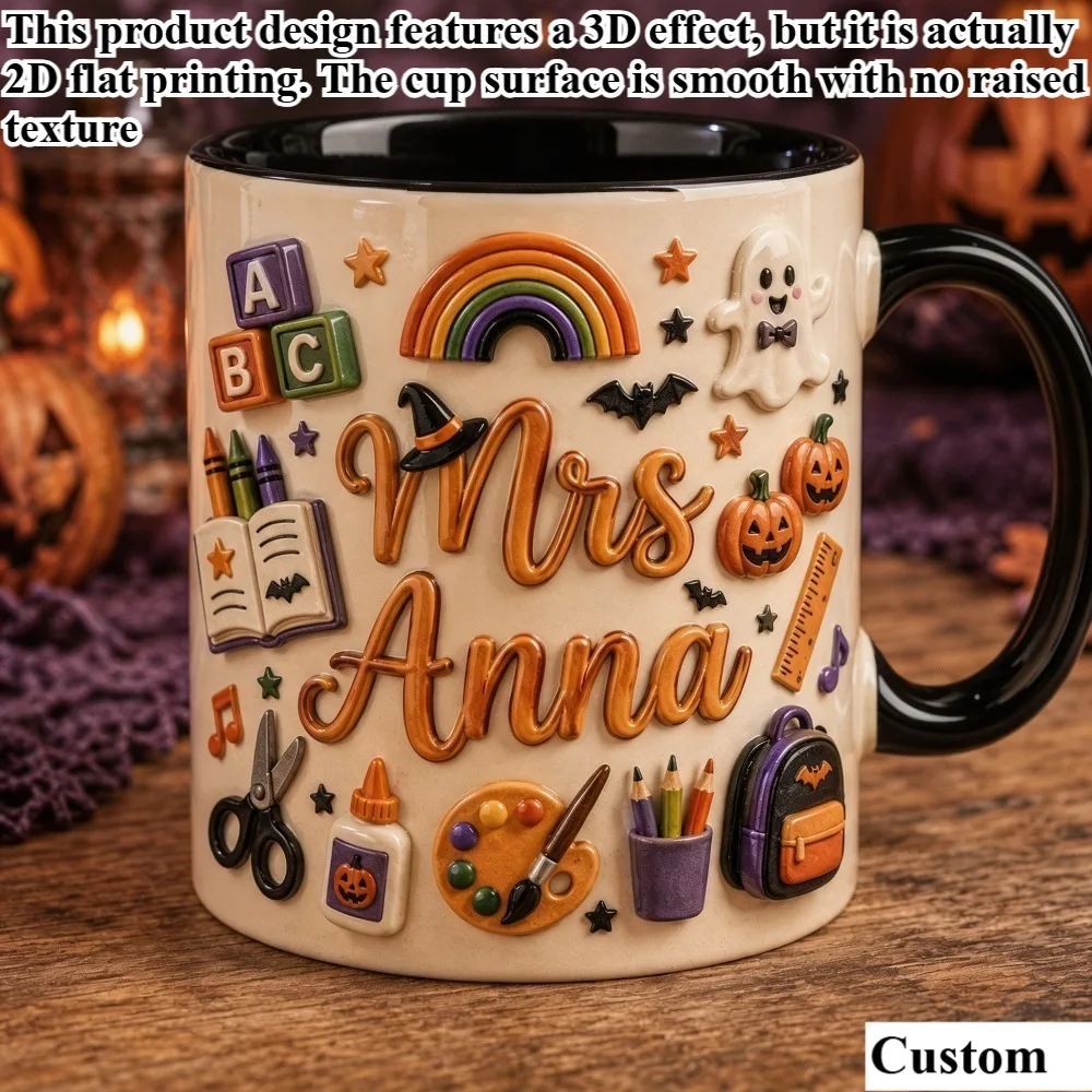 2Dprinting2D Graphic Printing - Outdoor Camping Leisure Sports - 11 Oz Personalized Customized Name or Text, Halloween Teacher C