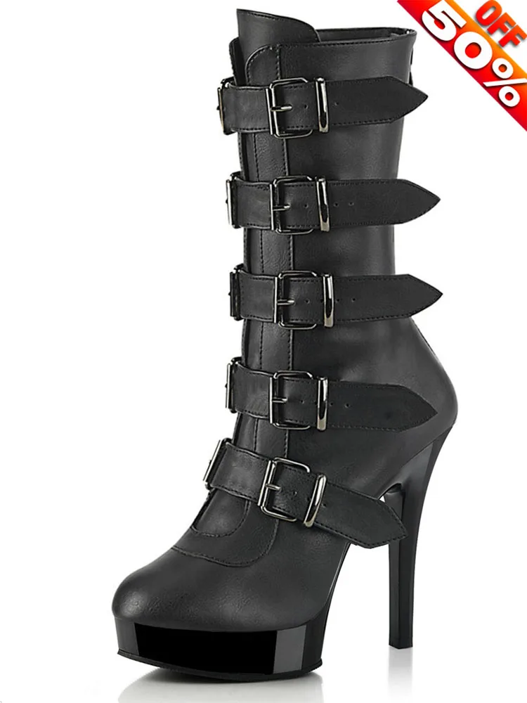 

Belt Buckle New Style Platform Sexy Fetish Ankle Boots 17cm Nightclub Stripper Heels 13cm Fashion Models Exotic Dancer Novelty