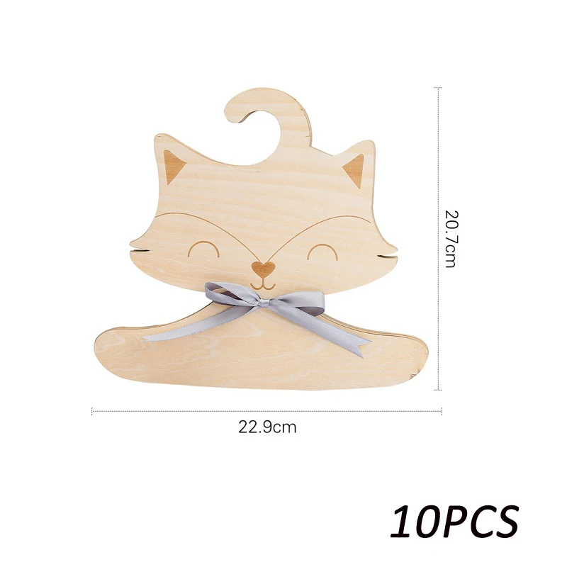 5Pc/10Pcs Nordic Style Baby Cute Fox Wooden Clothes Hanger Creative Baby Pants Hanger Children Small Hanger Clothes Storage Rack