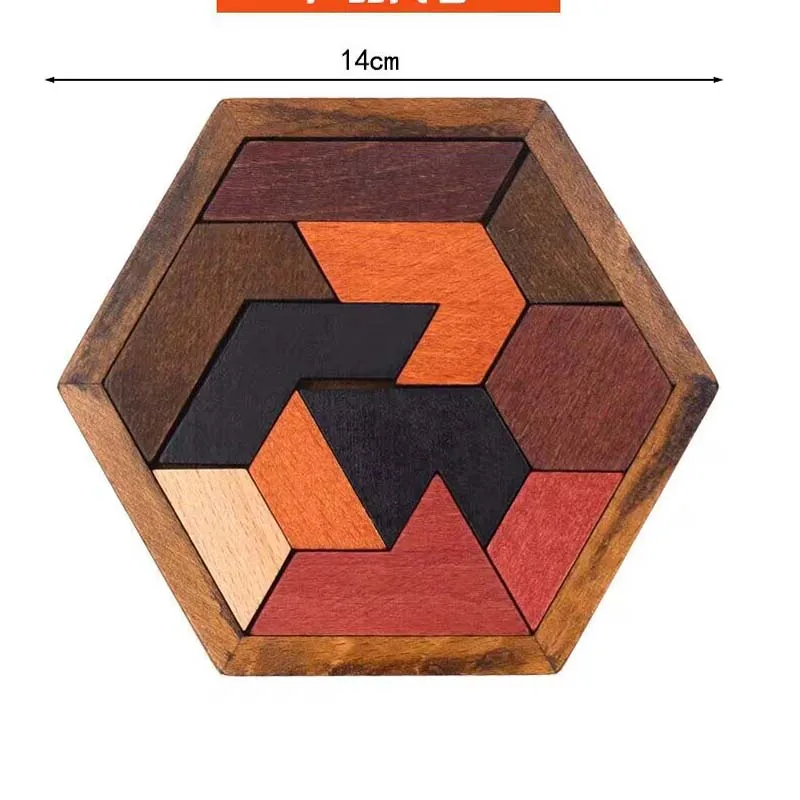 Puzzle classico esagonale Tangrams colorati Brainstorming 11 pezzi Jigsaw Puzzle giocattoli educativi per alleviare lo Stress per bambini