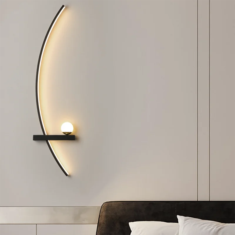 

LED Wall Lamp Minimalist Led Light Bedroom Bedside Long Strip Wall Sconces Living Room Home Indoor Lighting Fixture AC85-265V