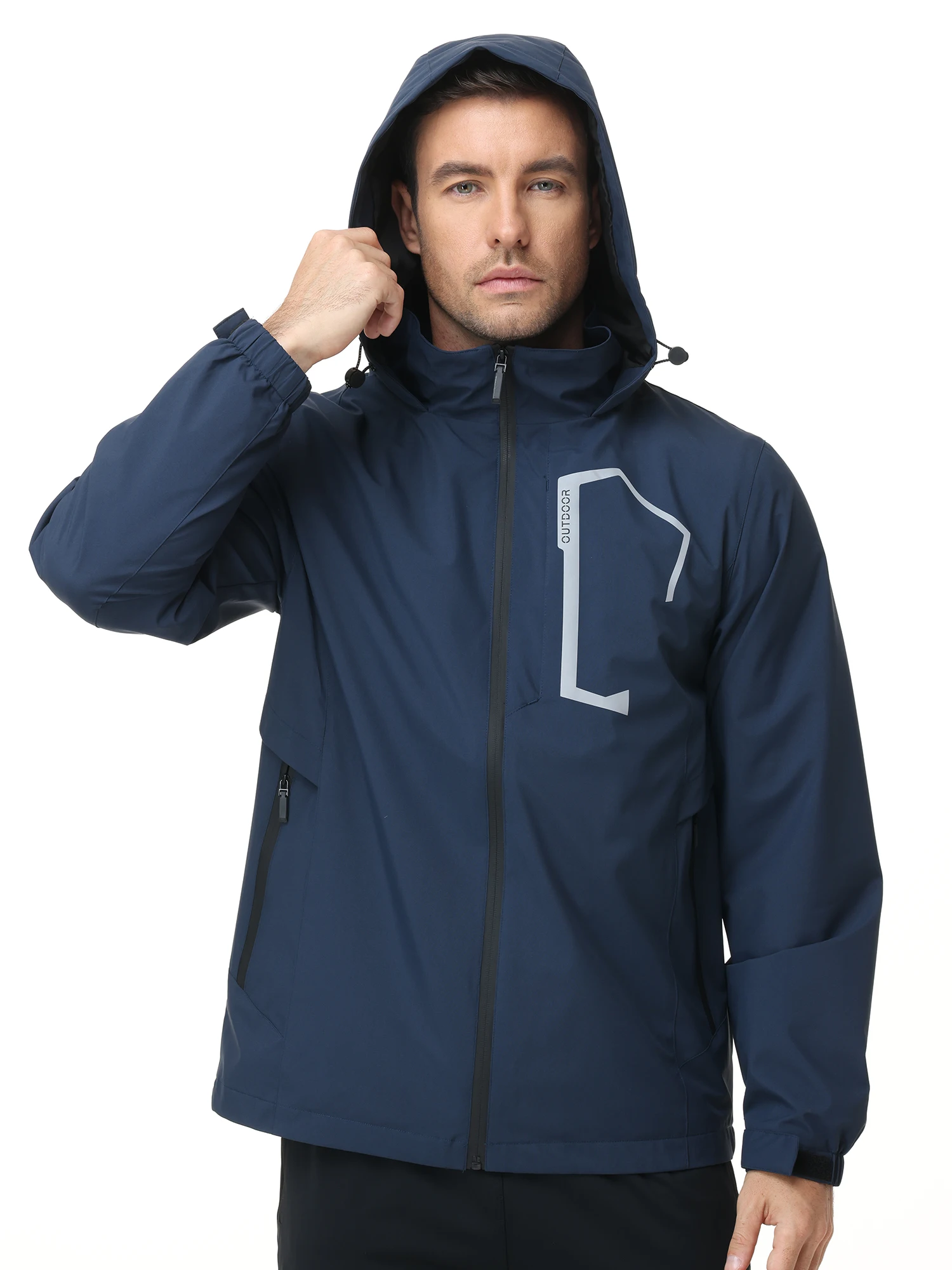 Sommer Herren Outdoor-Jacke Wasserdichte Regenjacke, Dünne Regenjacke mit Mehreren Taschen für Camping Wandern Radfahren Angeln – Detail 12