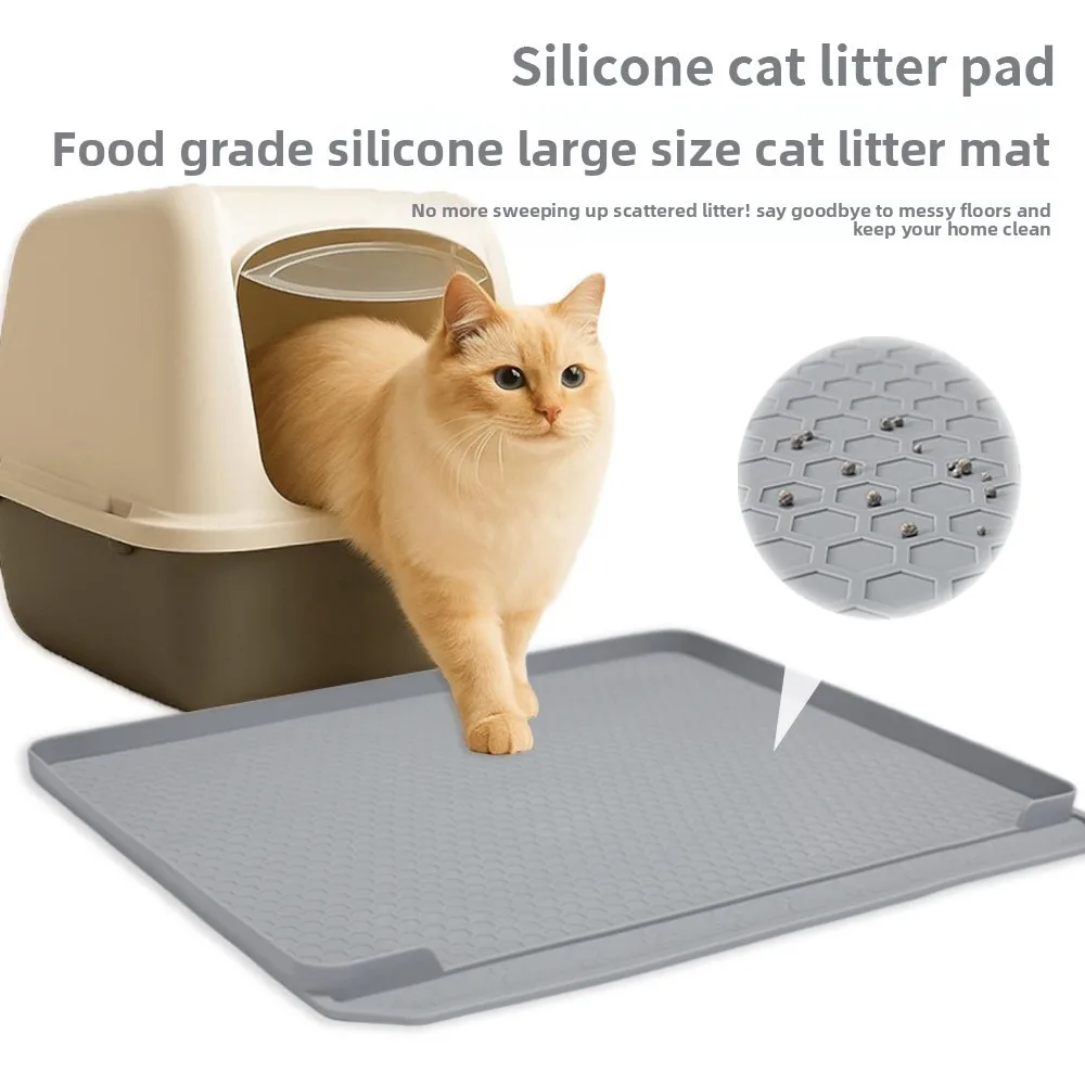 Silikon-Katzenstreu-Matte mit tiefen Rillen, extra großes, rutschfestes Katzenstreifer-Pad für Hartholzböden
