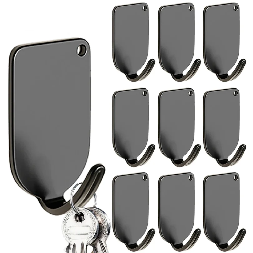 10/1PCS Stainless Steel Towel Hooks Waterproof Self Adhesive Hanging Holder Keys Bag Wall Hanger Bathroom Kitchen Organizer Hook