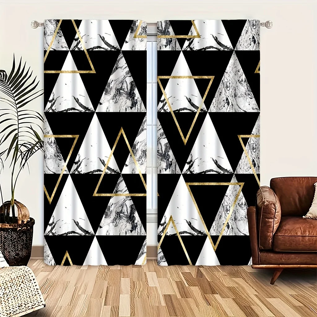 Elegant Geometric Print Curtains Modern and Versatile for Living Room and Bedroom Easy to Maintain Durable Suitable for All Year