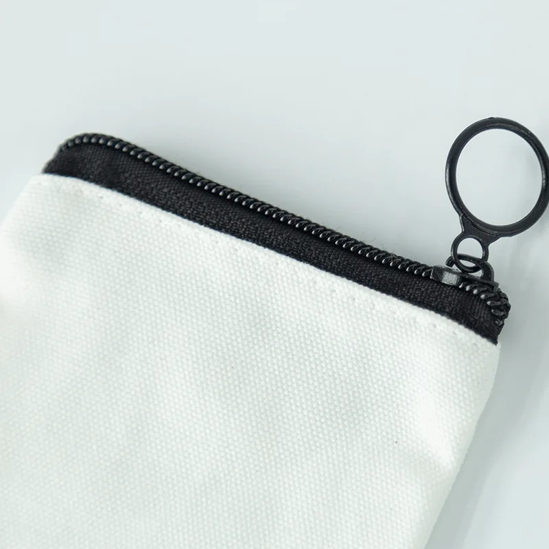 10PCS Blank Sublimation Portable Keychain Coin Purse Makeup Canvas Bag with Zipper Heat Press Transfer DIY Gift Bags