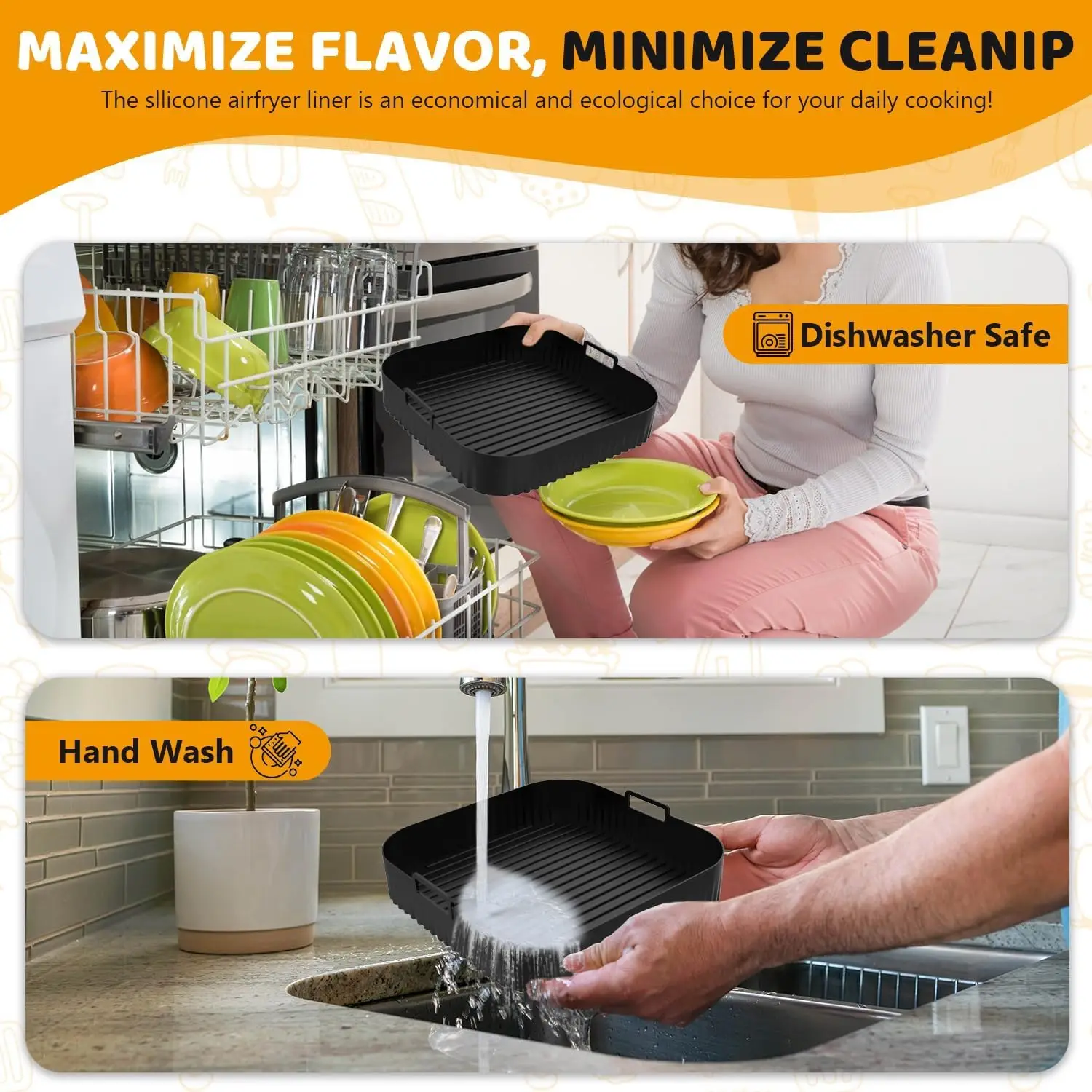 26 cm Luftfritteusen-Silikonform für Moulinex Easy Fry XL-Oberfläche, wiederverwendbar, AirFryer-Silikon-Tablett, Behälter, Zubehör, leicht zu reinigen – Detail 6
