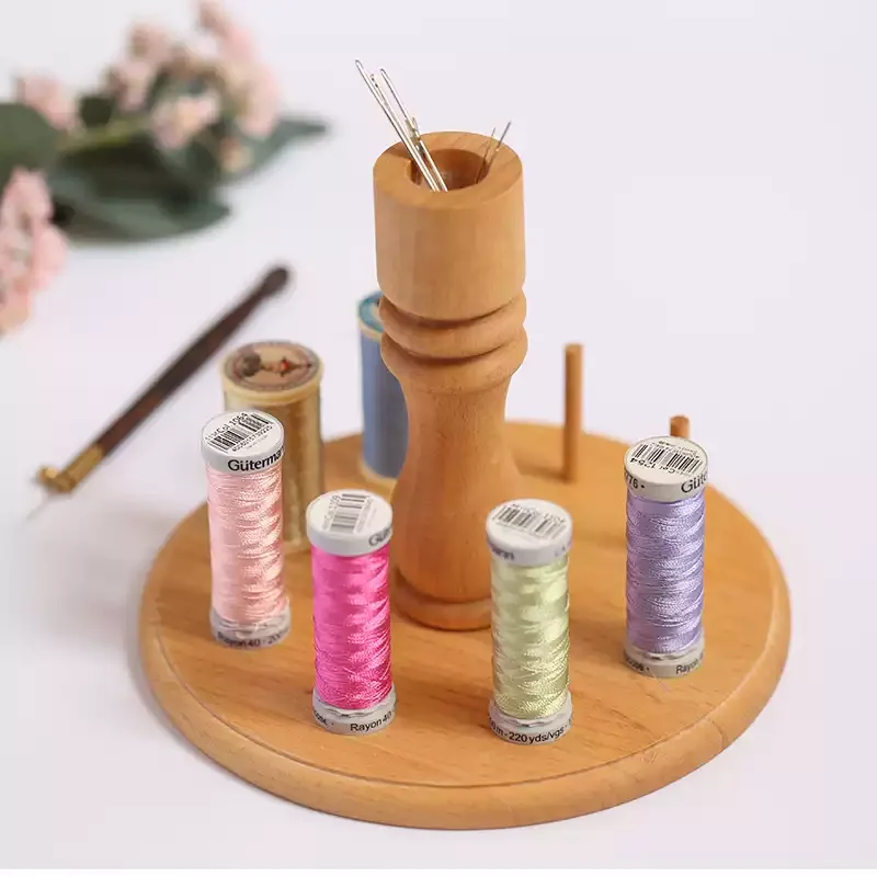for Hand Sewing Embroidery DIY Projects Solid Beech Wood Thread Stand 8 Spool Storage Rack