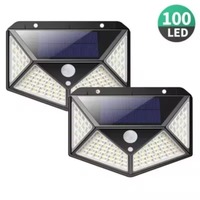 2024 1/2/4 outdoor solar wall lights, 100 LED solar lights, 5VPIR motion sensor solar street lights for garden lighting