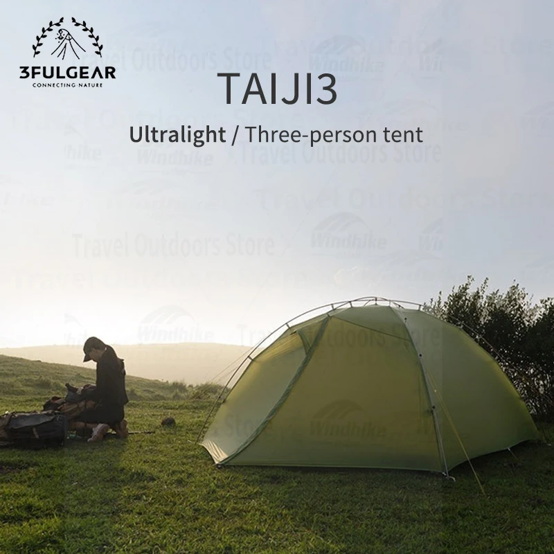 

Палатка для кемпинга 3F UL GEAR Taiji3, 15D, многоместная, портативная, для походов, всесезонная (3-4 сезона), водонепроницаемая, легко устанавливаемая, для путешествий