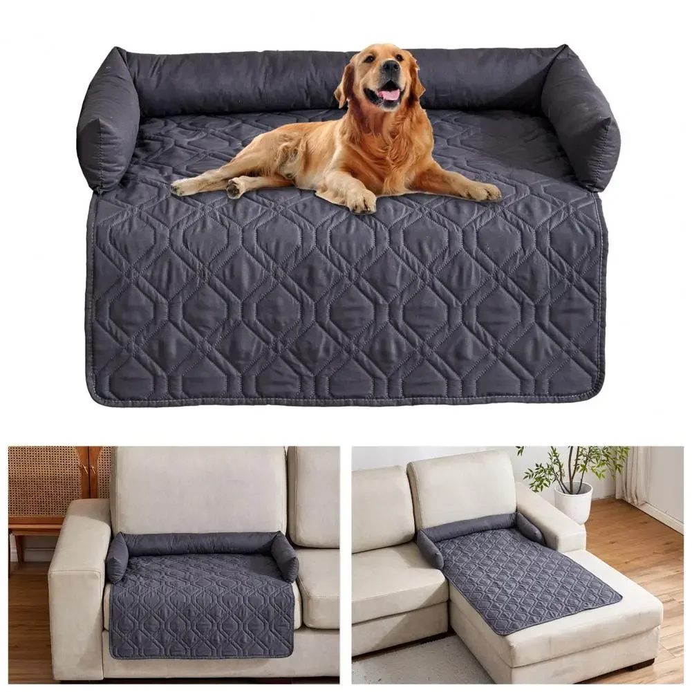 Comfortable Pet Pillow Waterproof Dog Bed Mat with Bolster Anti-slip Pet Blanket 2-in-1 Sofa for Cats for Furniture for Pets