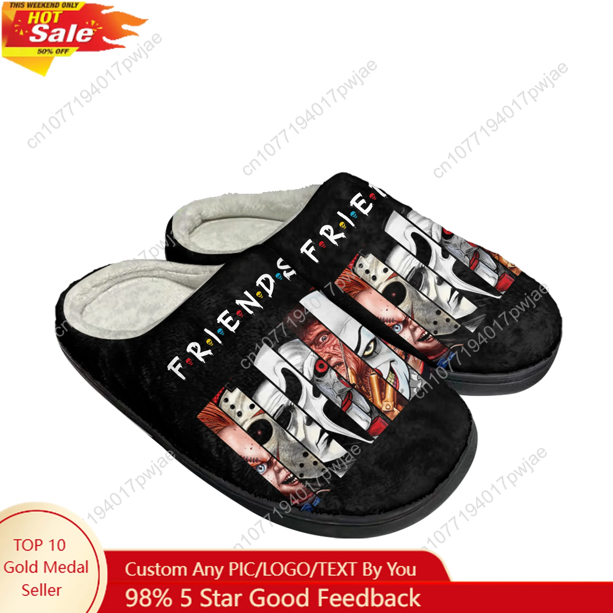 

Friends Best Stephen King Horror Characters Home Cotton Slippers Halloween Men Womens Plush Bedroom Winter Keep Slippers Slipper