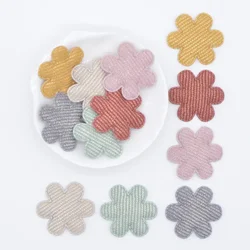 50Pcs 33mm Padded Glitter Cloth Spring Flower Applique for DIY Hat Gloves Clothes Leggings Fabric Sewing Handmade Patches