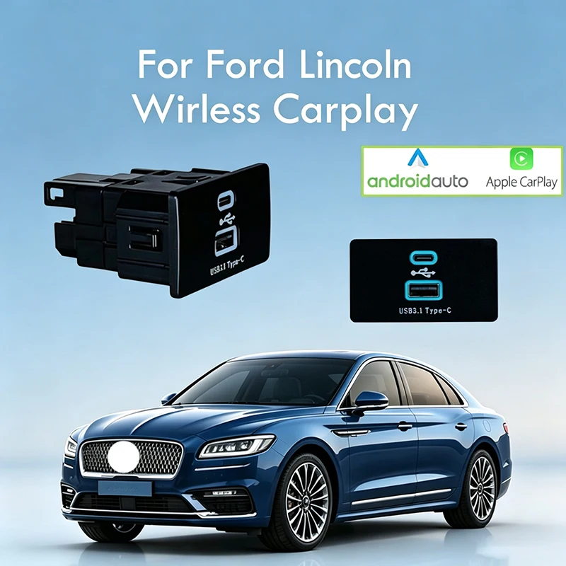 

Wireless Carplay Android Auto USB HUB for Ford & Lincoln Sync3.4 System USB+Type-C Multimedia Interface Module ML3T-14F014-AC