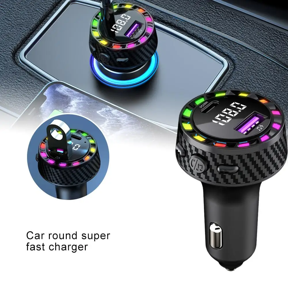 12-24V Car Charger Automotive Dual-Port Fast Charging Type Charger Phone Light USB Atmosphere Accessories Car C Adapter Cha H9X4