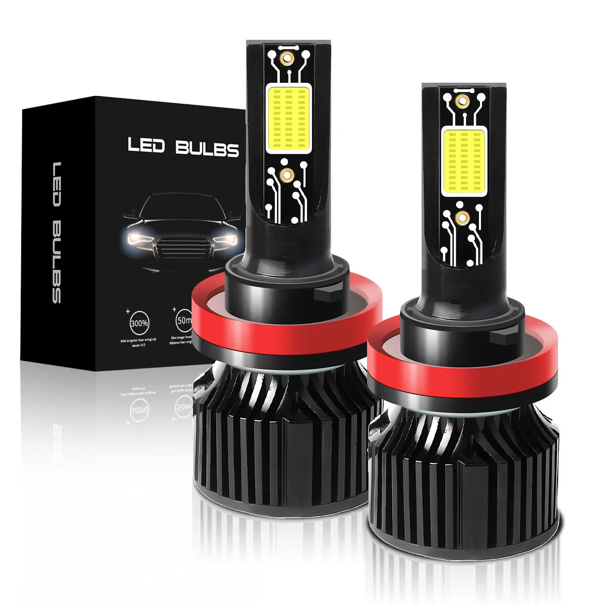 

H8 H9 H11 LED Headlight Bulbs, Upgraded CSP Chips 12000LM 6000K Cool White All-In-One Conversion Kit