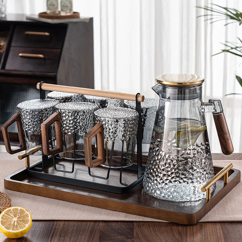 

Light luxury wind high temperature resistant glass drinking cup household living room cold kettle cup set housewarming hospitali