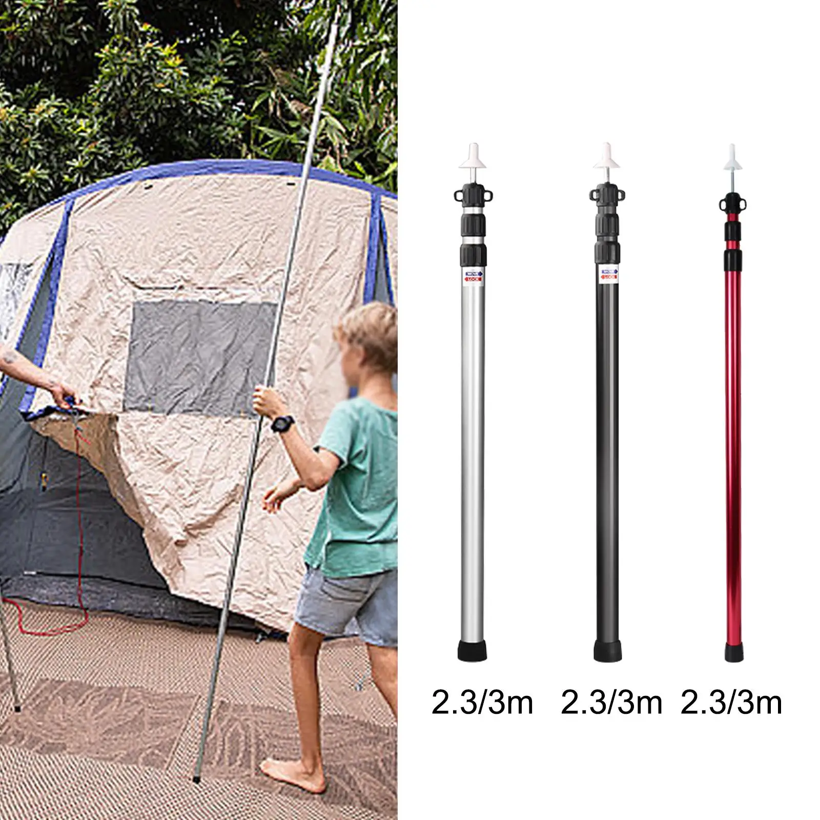 Durable Aluminum Telescopic Tent Poles Adjustable Canopy Rods Portable Holder Accessories for Camping Awning Setup view 6