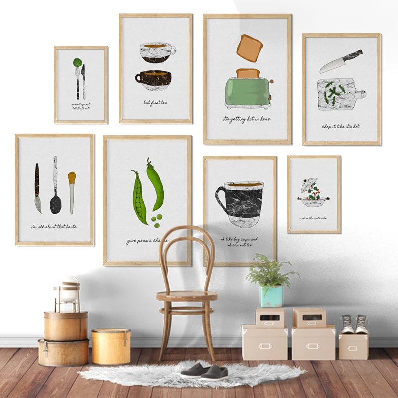 Coffee Cake Food Nordic Canvas Art Print Poster Kitchenware Painting Restaurant Decorative Pictures for Living and Dining Room
