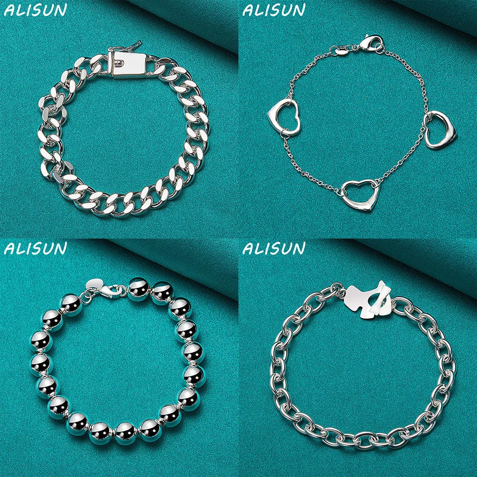 

ALISUN 925 Sterling Silver Bracelets For Women Men Anniversary Gift Popular Wild Fashion Romantic Jewelry