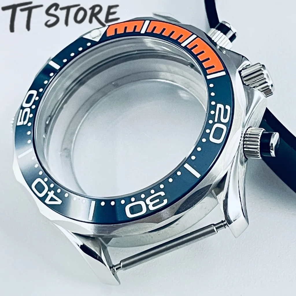41mm Multi-functional Chronograph Watch Case Seamaster Style Sapphire Glass Replacement Parts For VK63 VK64 Movement