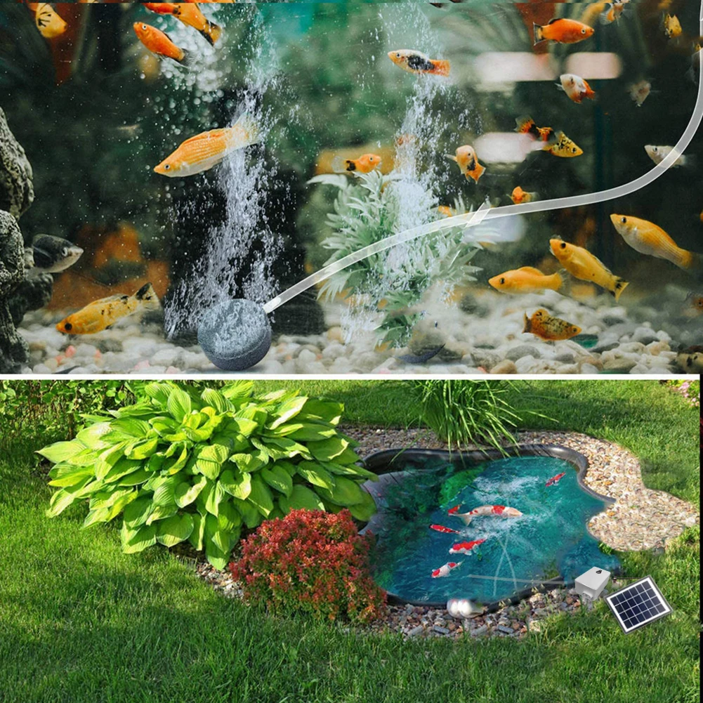 6V 2W Solar Oxygen Pump Battery Powered Aquarium Oxygen Aerator Fish Tank Oxygenator Air Pump for Garden Outdoor Pool Pond