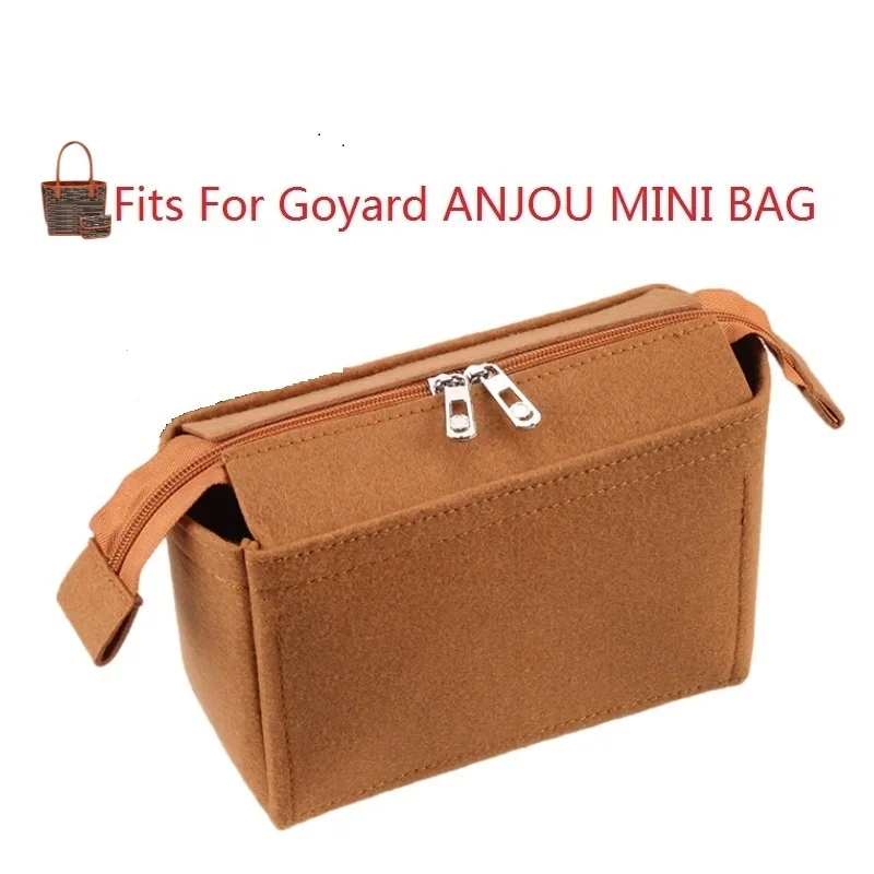 Fits For Goyard ANJOU Mini Felt Cloth Insert Bag Organizer Makeup Handbag Travel Inner Portable Cosmetic Original Organize Bags