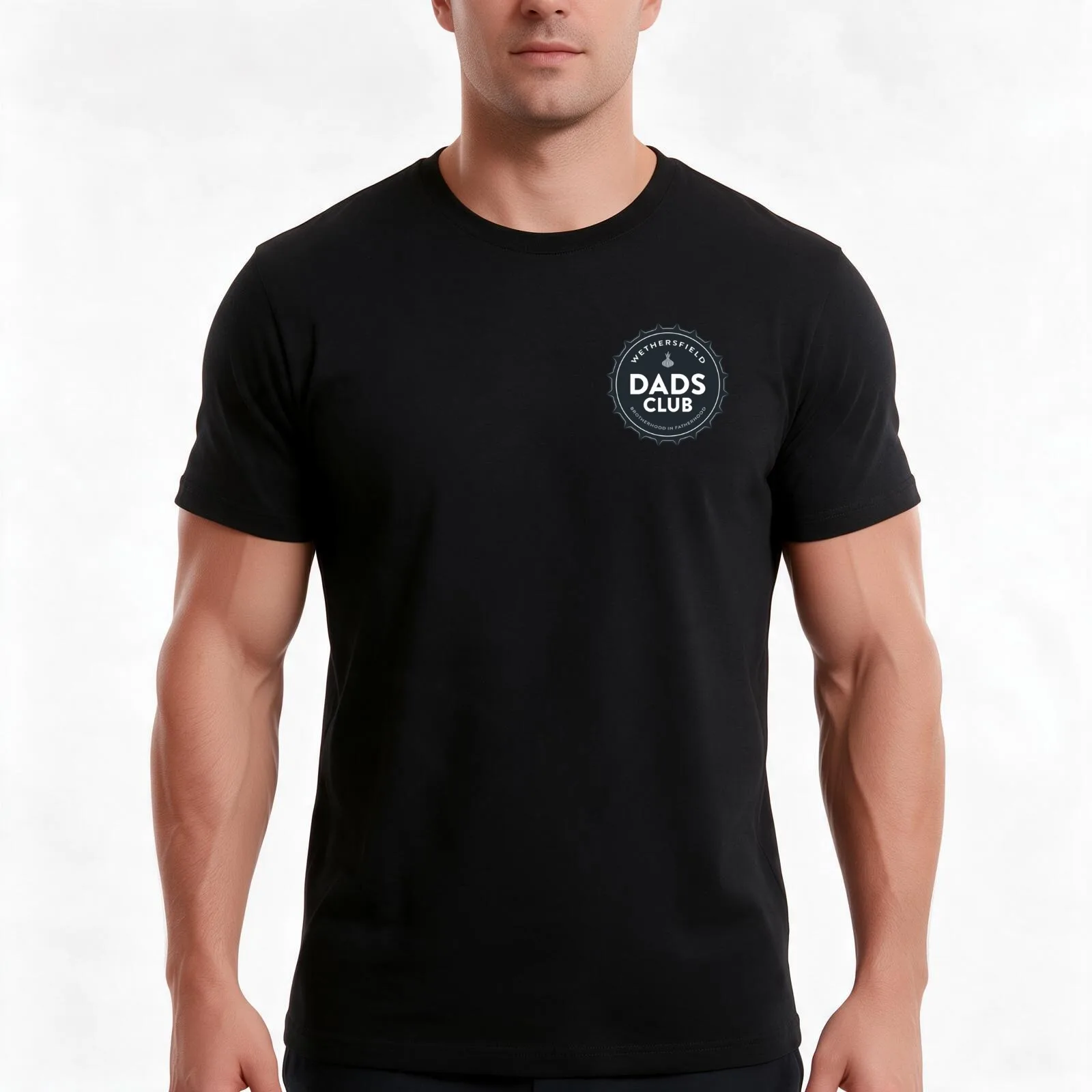 Smaller Dark Blue Logo on Left Chest T-Shirt, Summer Casual Cotton Tee, Oversized Streetwear Tops, Vintage Graphic Print