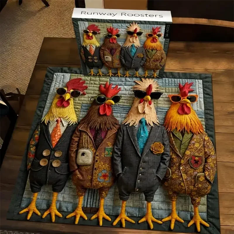 

Stylish Rooster Art Puzzle, a unique gift for puzzle lovers and art enthusiasts. 15UB
