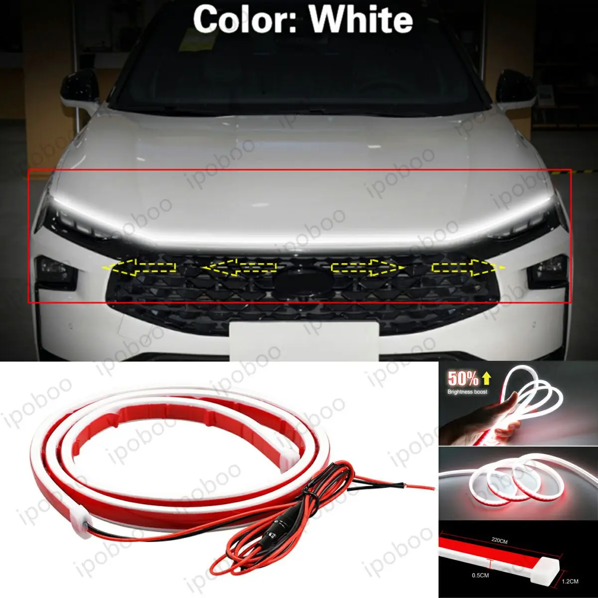 

86" LED Hood Light Strip For Ford Fusion 2022 2023 Flexible Dynamic Scan Start Up Hoodbeam Kit Engine Cover Decoration Light