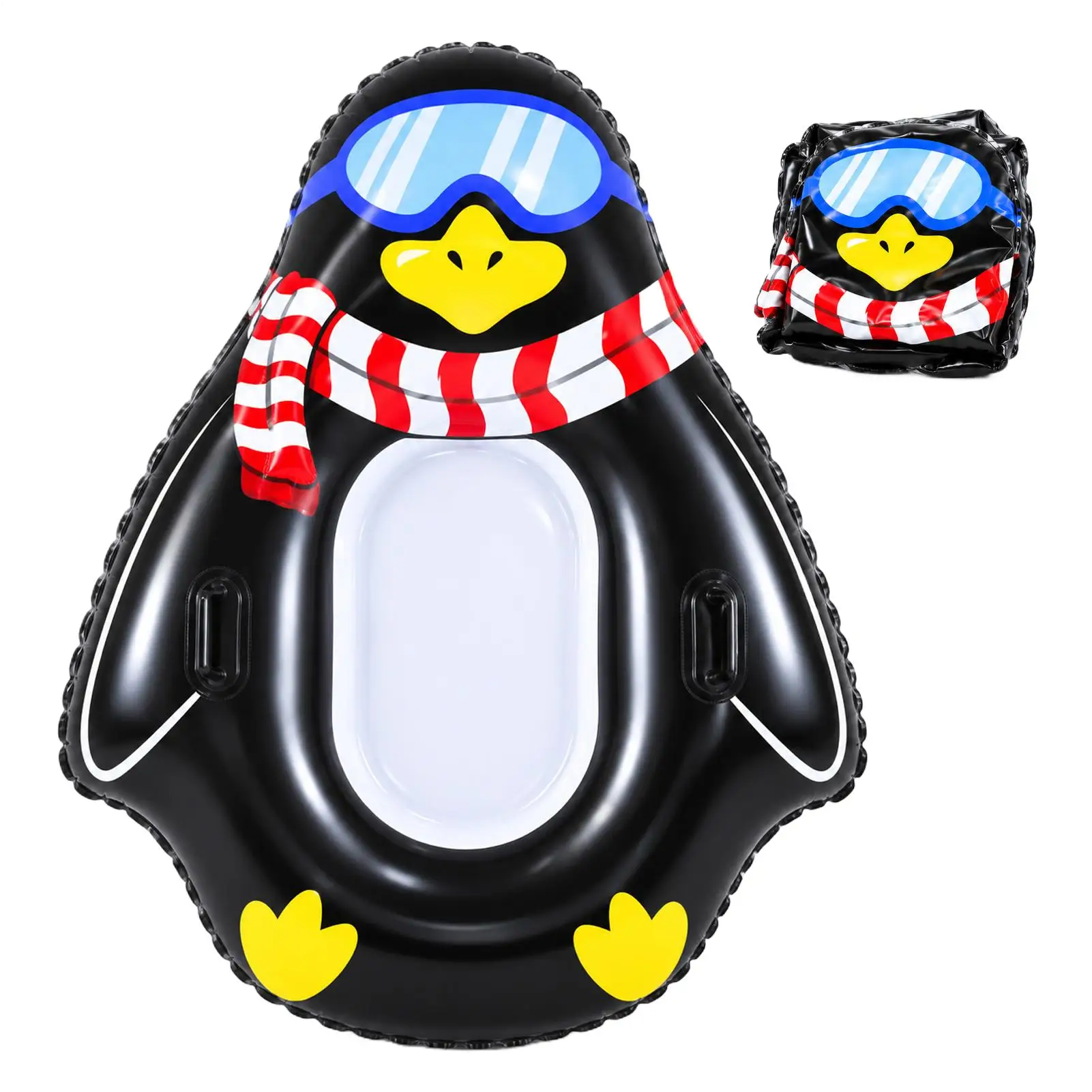 Snow Tubes For Kids 140x115cm Inflatable Cold-Resistant Animal Shape Toy Sledding Tube With Handles For Kids Adults Family