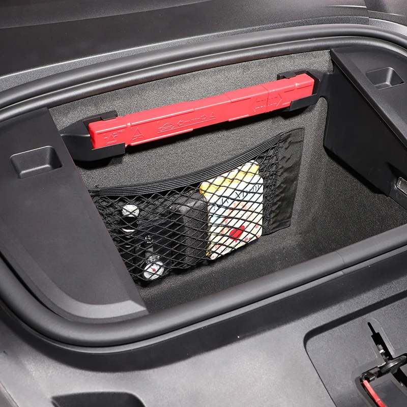 For Porsche Taycan 2019 2020 2021 2022 Polyester Black Car Trunk both sides Storage Mesh Bag Cargo Storage Net Car Accessories