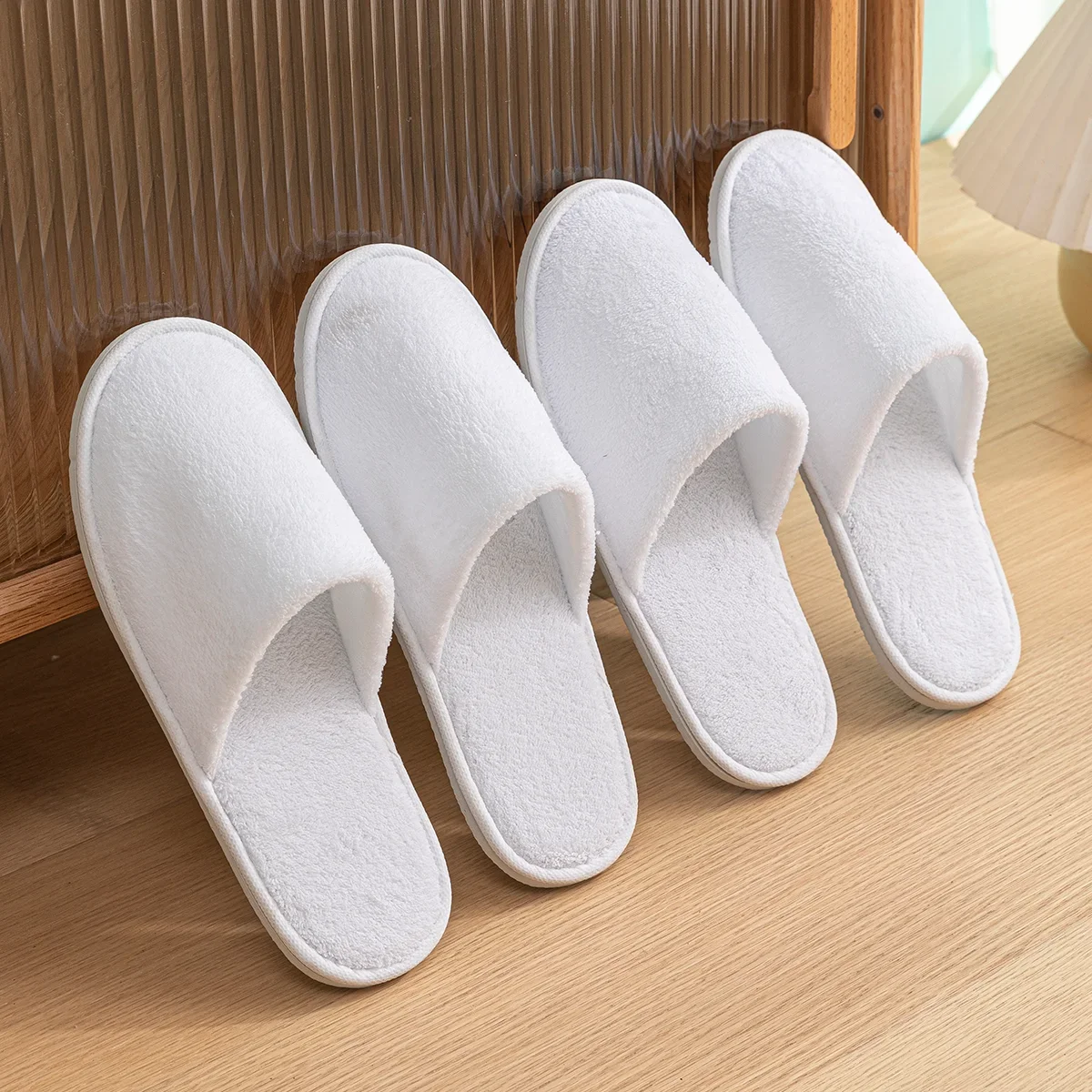 Hotel Disposable Women Slippers White Fabric Travel Sandals Comfortable Non-slip Home Slides House Indoor Men Flat Slippers