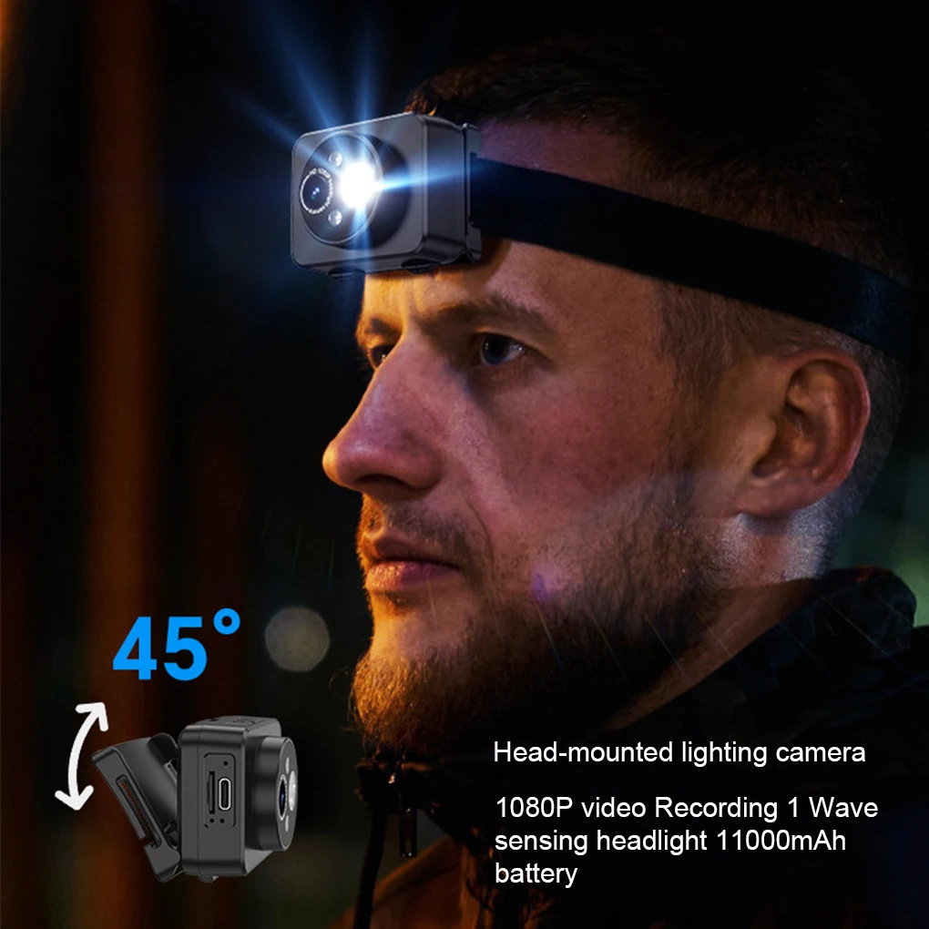 2MP Sport Action Camera Headlight First Perspective Built-in 1000mAh Battery Video Recorder Smart Wave Hand Induction Action Cam